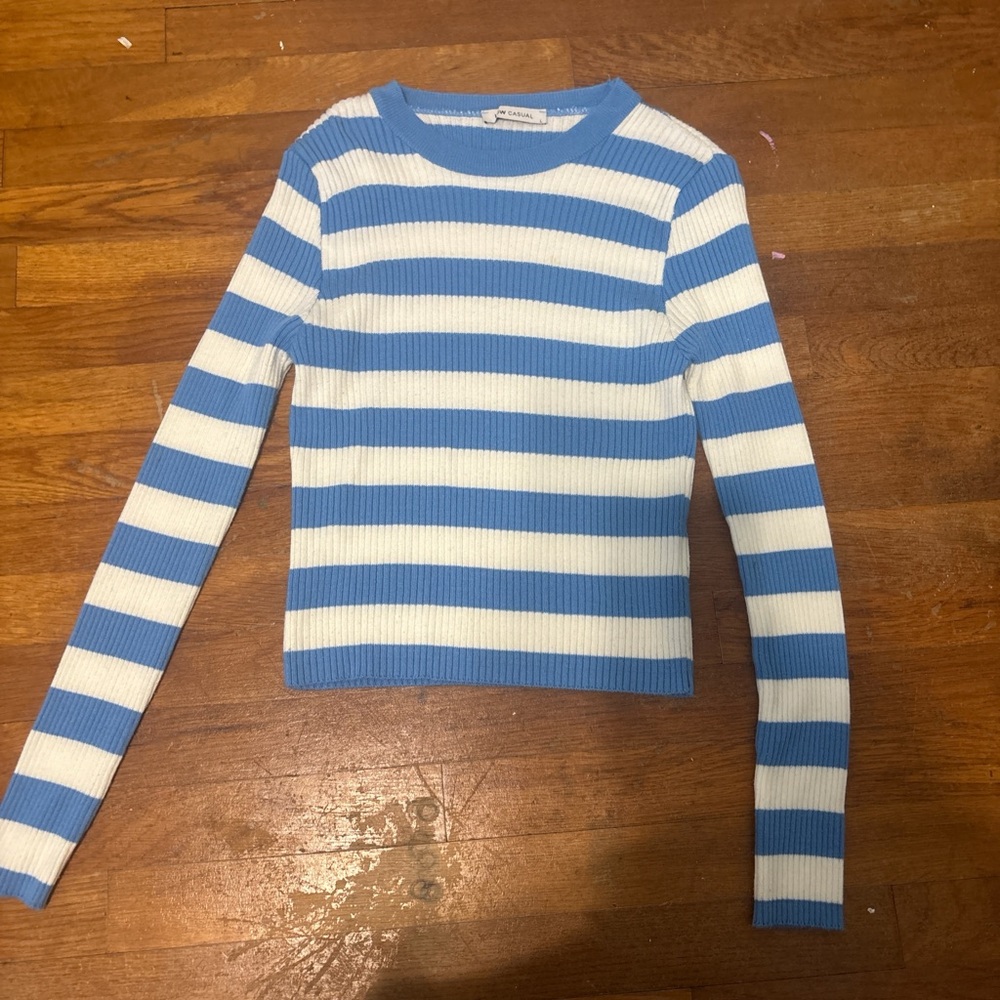 Blue and White Striped Sweater